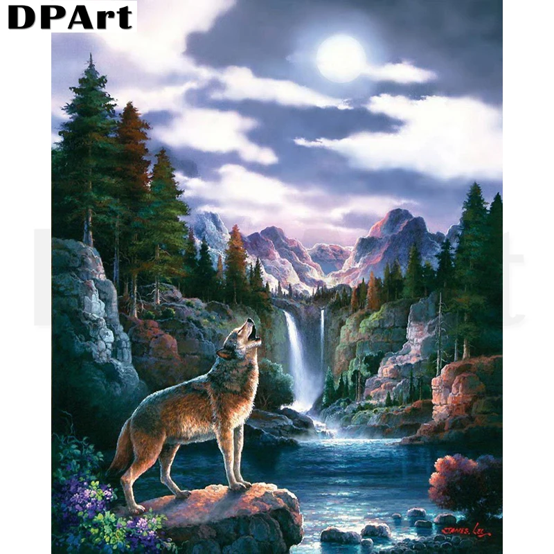 Алмазная живопись полная вышивка квадратная/круглая картина дикий пейзаж волк