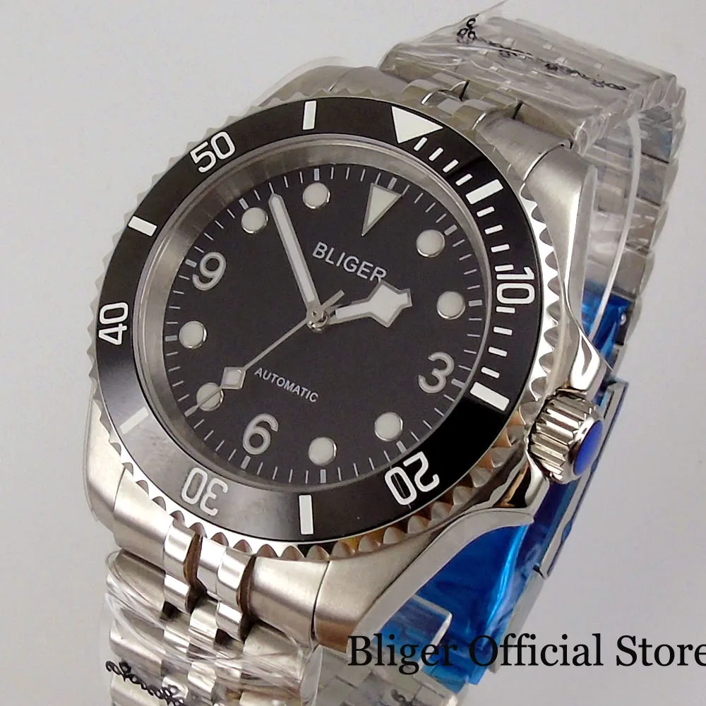 

BLIGER New Arrival Dress Luminous Self Winding Men Watch Steel 21 Jewels MIYOTA 8215 PT5000 Jubilee Bracelet Snow Flake Hand