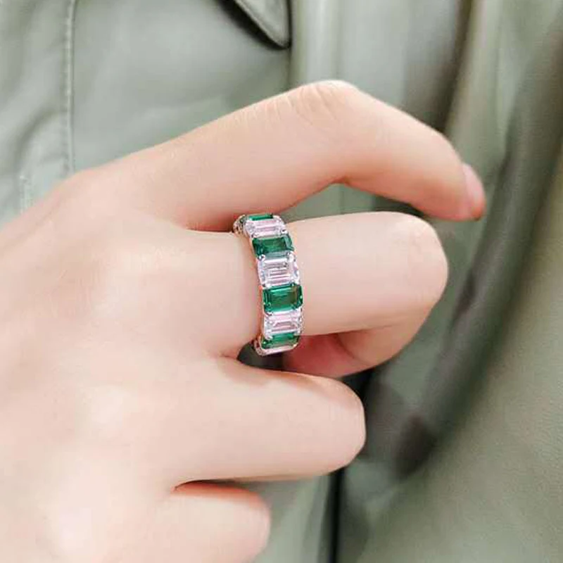 

OEVAS 100% 925 Sterling Silver Sparking Full High Carbon Diamond Rings For Women Wedding Engagement Party Fine Jewelry Wholesale