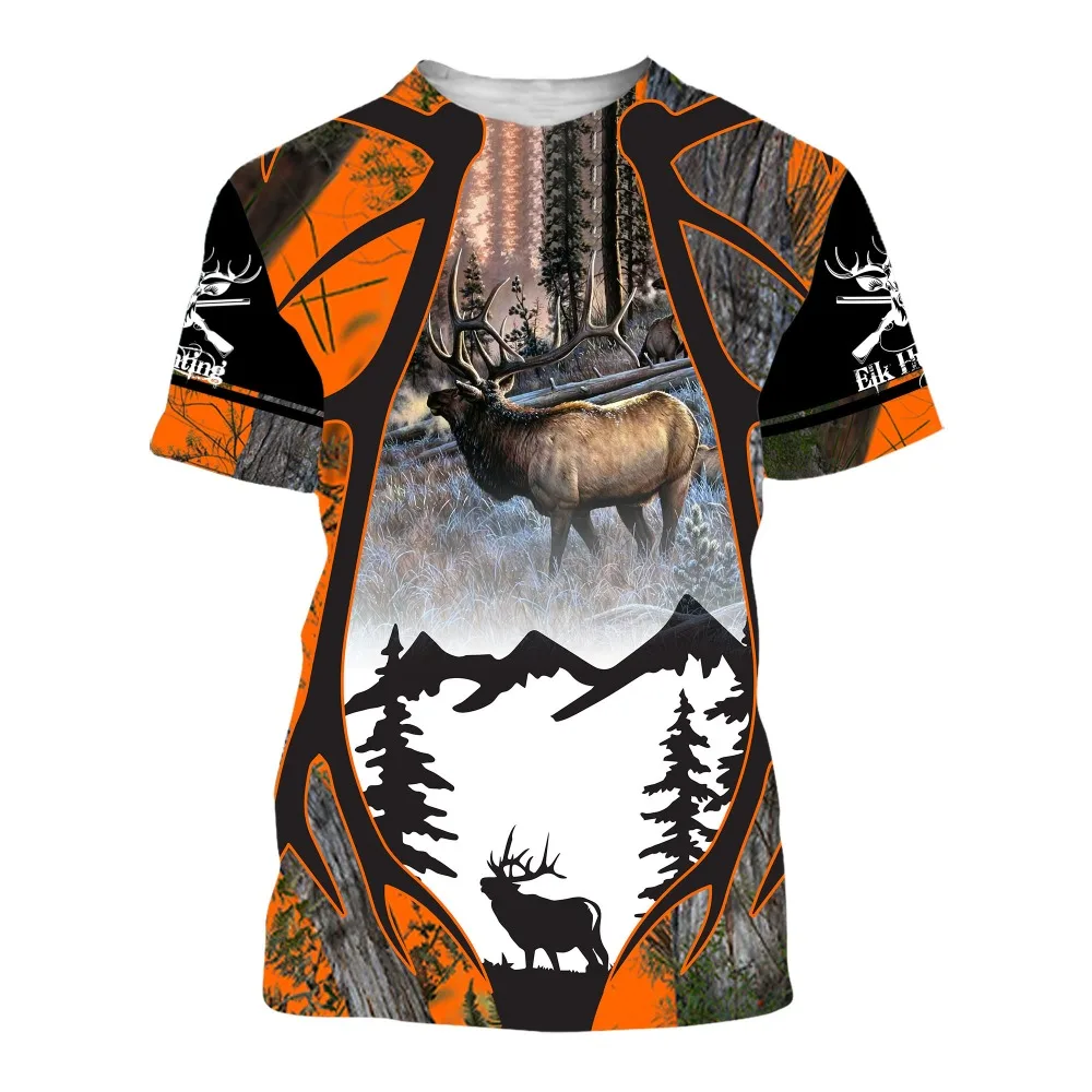 

Moose/Elk Hunting 3D All Over Printed T Shirts Fashion Mens Casual Pullover Unisex Hip Hop Summer T-shirts TS06