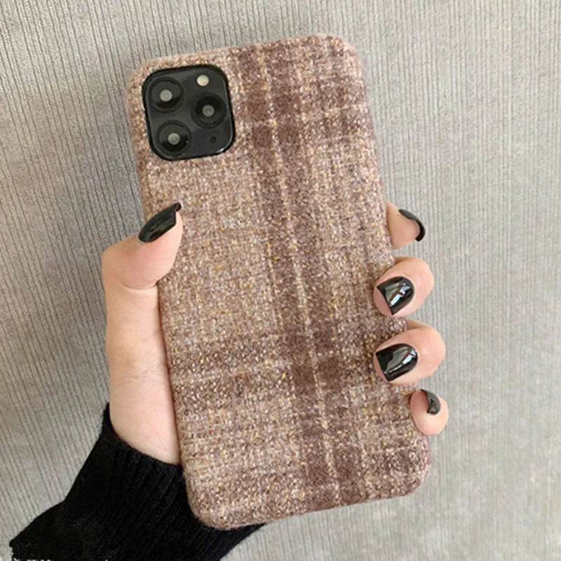 Fashion Vintage Warm Plush Fabrics Phone Case for Iphone 11 11pro 11promax X Xs Xsmax Xr 6 7 8 Plus Soft Silicon Back Cover Capa | Мобильные