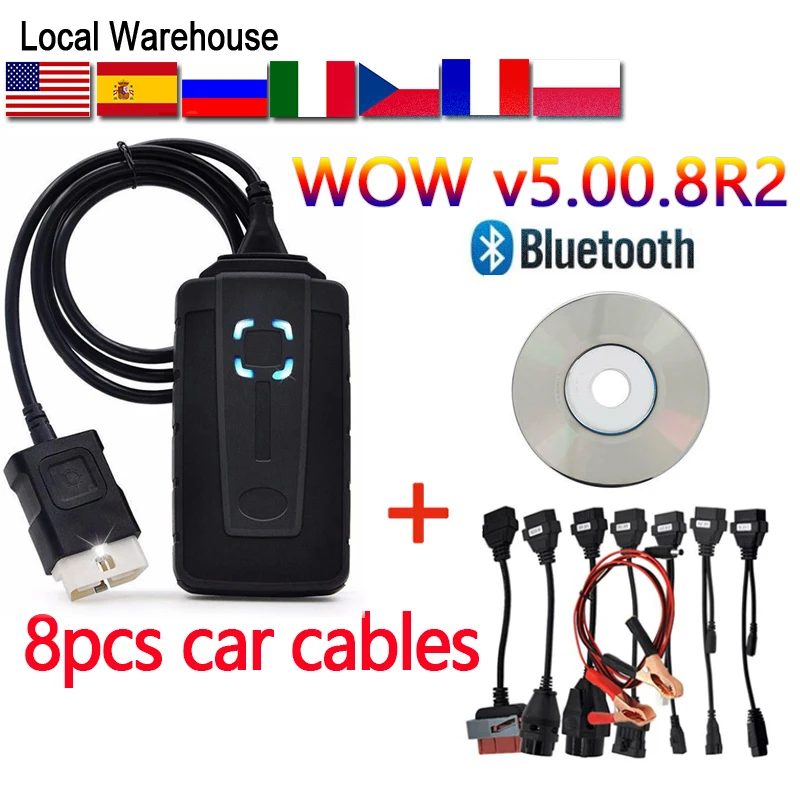 WOW 5.00.8 R2 TCS CDP Snooper Wurth pro VD DS150E 2017 R1 delaksi obd2 сканер инструментов Bluetooth для автомобилей