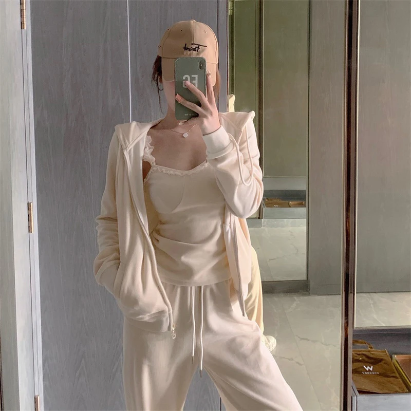 Костюм спортивный женский однотонный из 2 предметов повседневная толстовка с