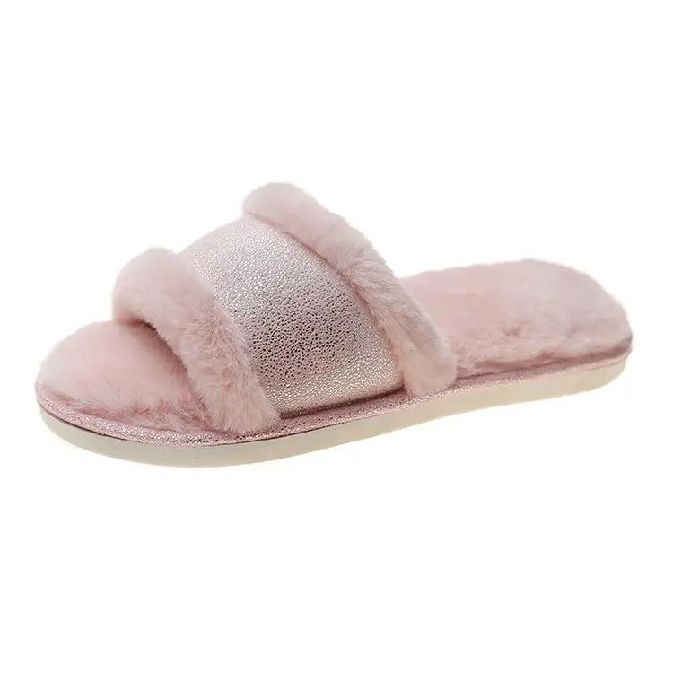 

Luxury Designer Women Fur Rhinestone Sandals Platform Wedges Heel Solid Fluffy Furry Slides Outside Sexy Shoe Sandalias De Mujer