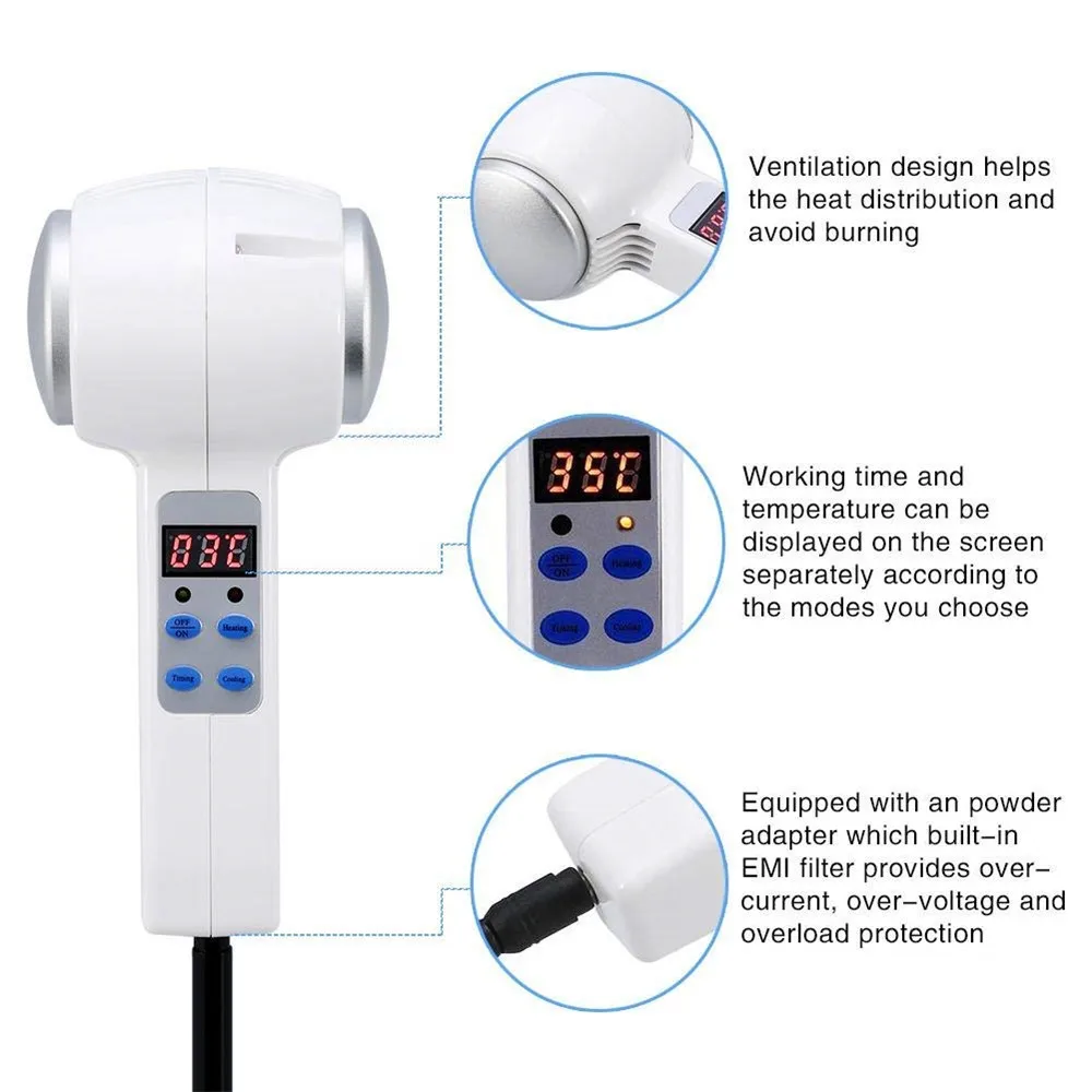 Beste Ultrasone Hot Koude Schoonheid Massager Hamer Cryotherapie Huidverjonging Blauw Photon Acne Behandeling Rf Schoonheid Gezichtsverzorging Apparaat