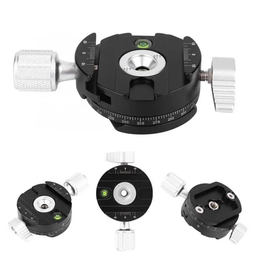 QJ-07 Aluminum Alloy 360 Degree Rotatable Panoramic Tripod Head with Scale Level 1/4 Inch Screw Gimbal | Электроника