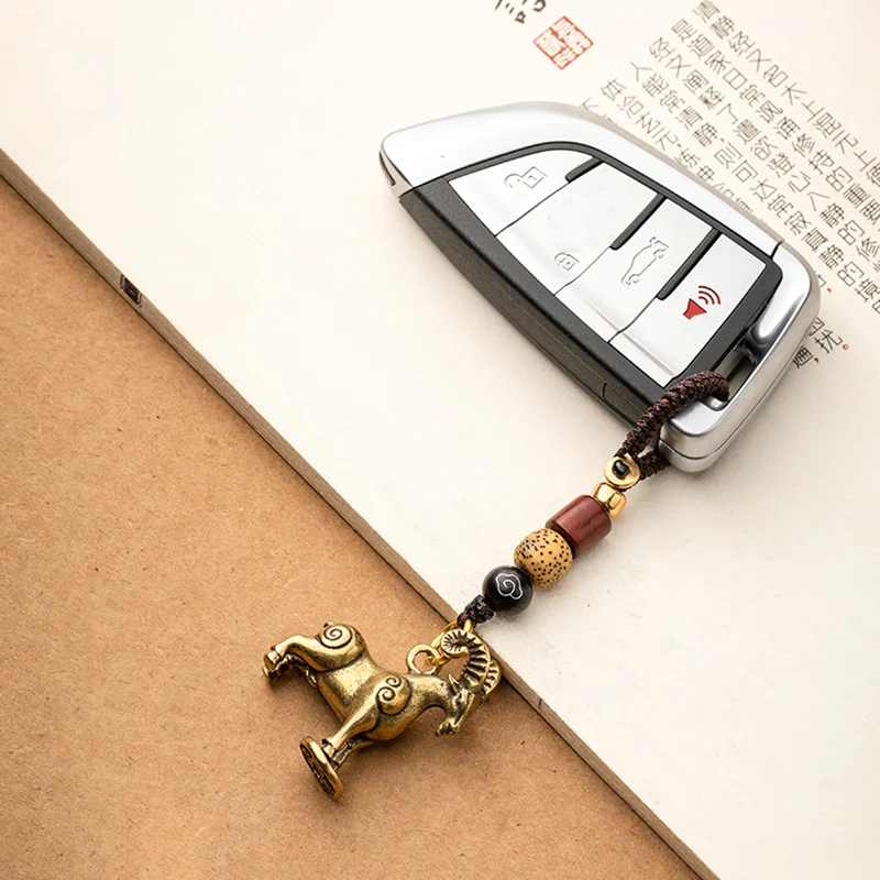 Ретро латунные фигурки животных тигра плетеный шнур автомобильный брелок