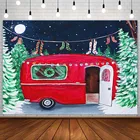 Фон для фотосъемки с изображением зимней рождественской елки носков Санта-Клауса ночной красный фургон Рождественский фон для фотостудии реквизит для фотозоны Декор