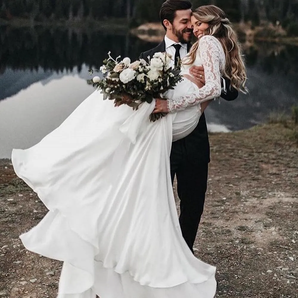 

Boho Beach Bohemian Wedding Dresses 2020 Woman's Plus Size Bride Gowns