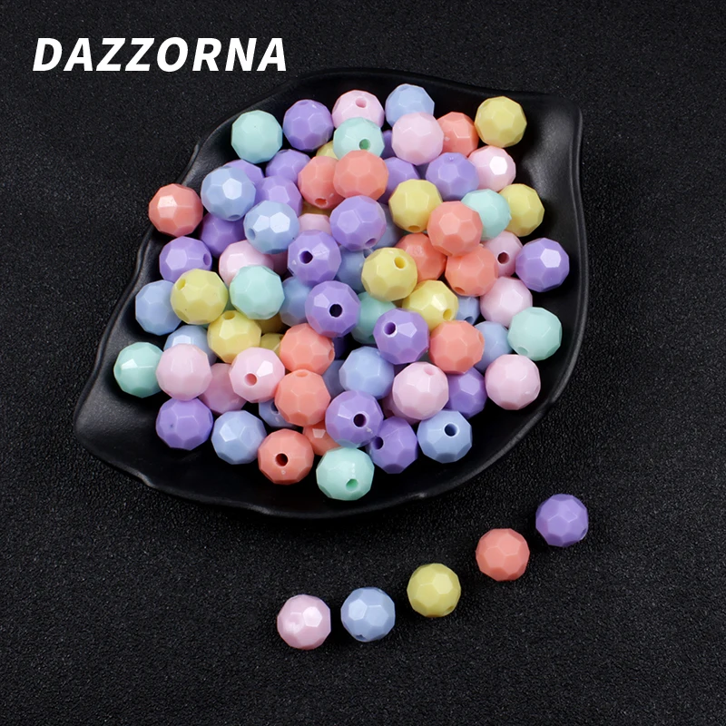 

20/40/60/80Pcs/lot Acrylic Beads Candy Colors Multi-Faceted Round Loose Beads for Diy Jewelry Making Bracelet Necklace Accessory