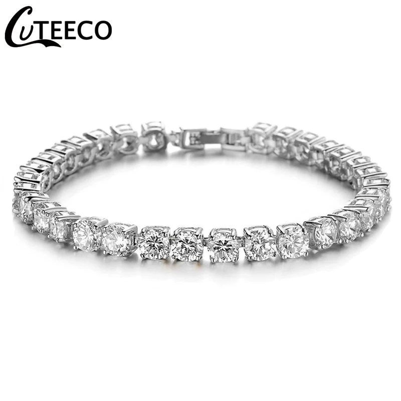 Браслеты CUTEECO из фианита для тенниса Золотая и серебряная цепочка свадебный