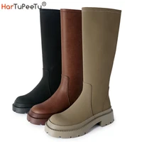 new women riding boots chunky ins knee high booties ladies fashion cool 2022 autumn winter shoes daily footwear size 34 39