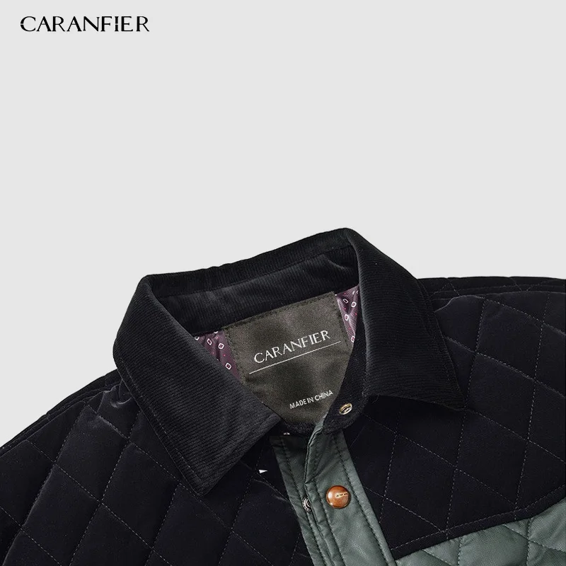 Осенне зимняя модная мужская куртка CARANFIER пальто повседневная с хлопковой