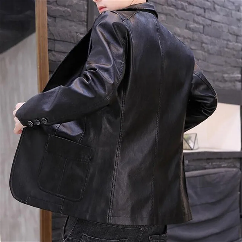 Мужской кожаный костюм куртка Осень-зима 2020 мужской повседневный Блейзер жакет