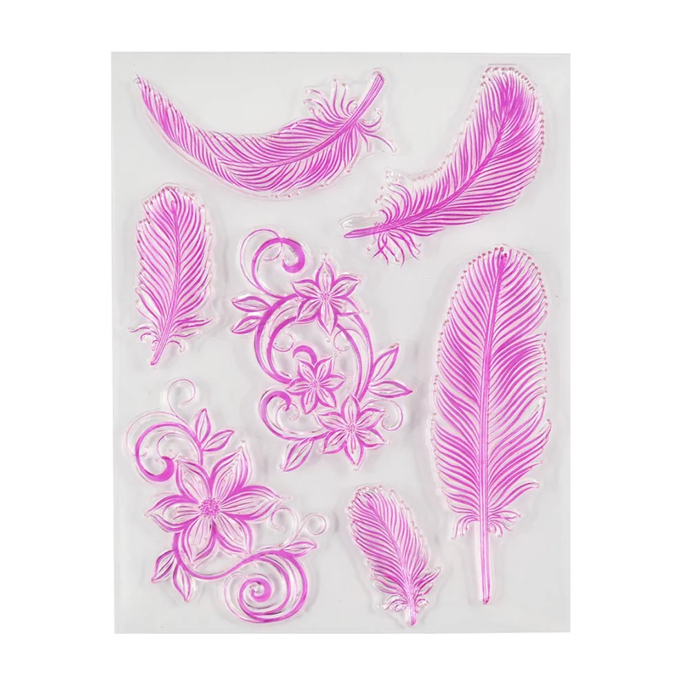 Прозрачный штамп с перьями для скрапбукинга сделай сам/изготовления