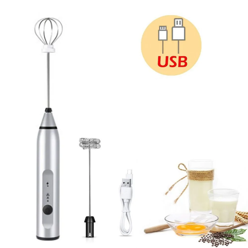 

3 Speeds Portable Handheld Milk Frother Egg Beater Coffee Drink Juice Mixer Whisk Egg Stirrer USB Rechargeable Food Hand Blender