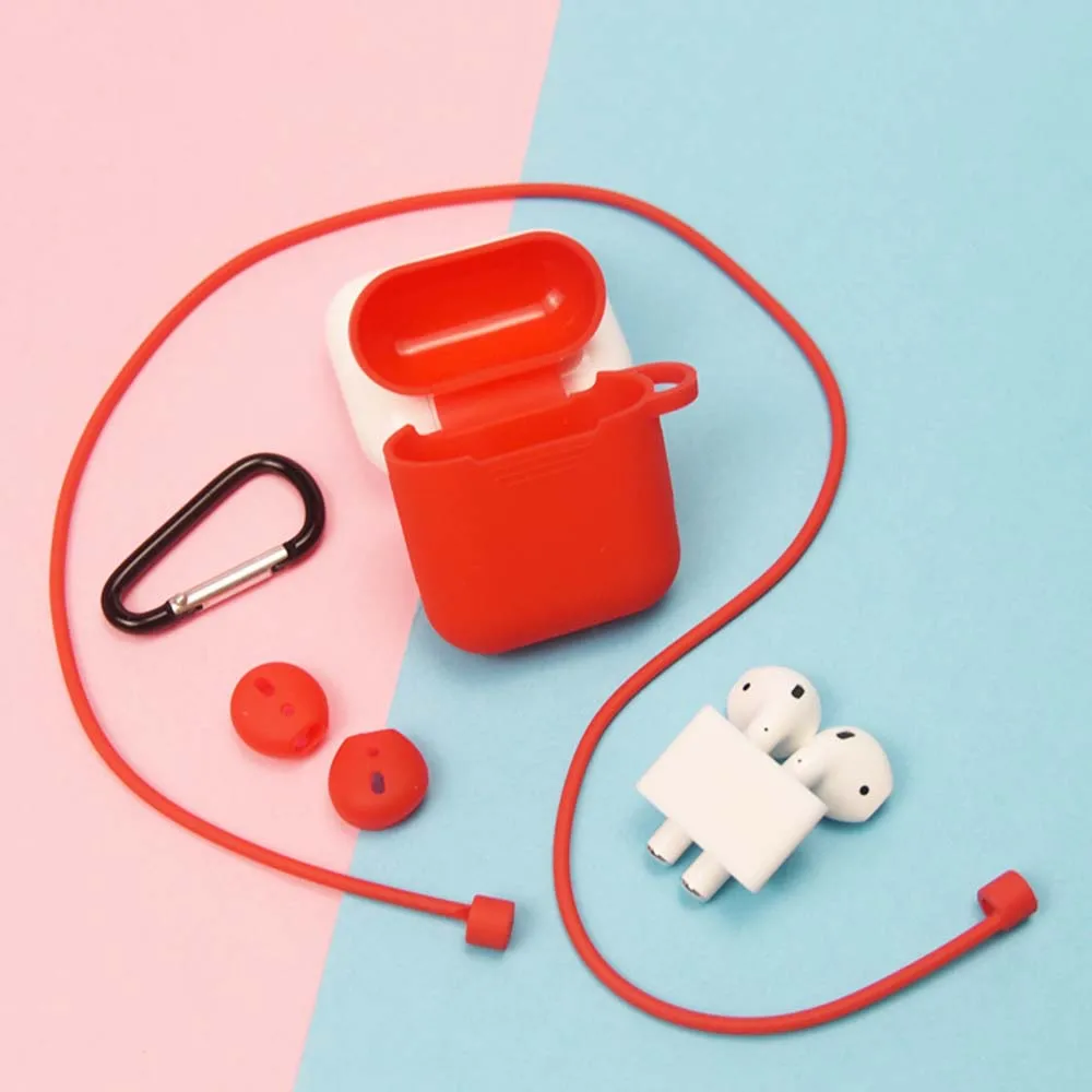 Силиконовый чехол для Airpods 5 в 1 защитный с карабином и ремешком наручных часов |