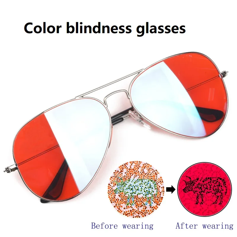 Red & green color blindness & weakness correction glasses for seeing map/printing/painting/driving universal pilot style frame