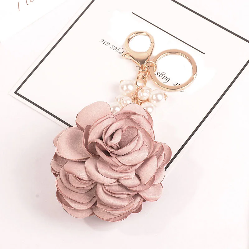 Брелок из шифона с цветами и жемчугом тканевые брелки кисточками для автомобиля