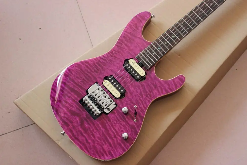 

high quality pickups electric guitar.purple color tiger flame top ,rosewood fingerboard 6 stings guitarra.real photos