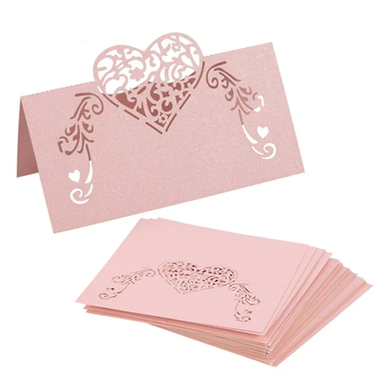 25 шт. лазерная резка в форме сердца карточка для сидения Свадебная визитная