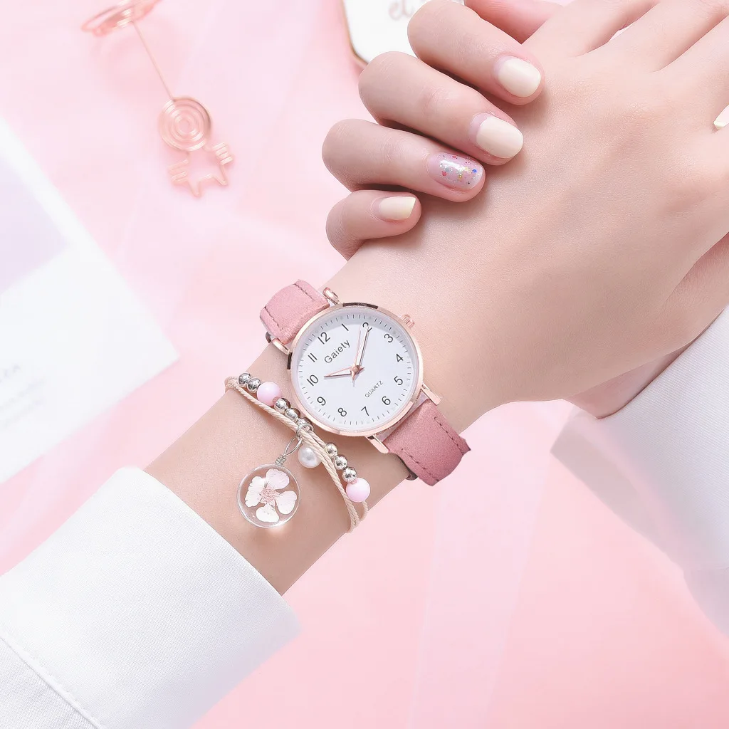 

Womens Quartz Watch Bracelet Set Girls Gift Fashion Watch Student Trendy with Bracelet for Womens