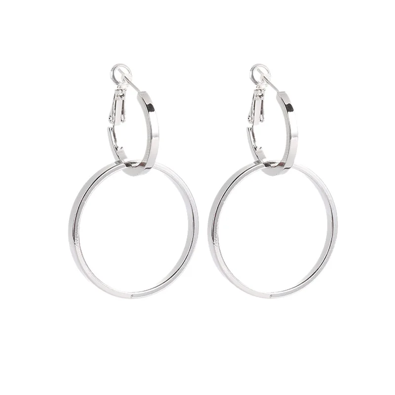 

Earrings new trendy exaggerated personality temperament simple metal single layer small circle earrings