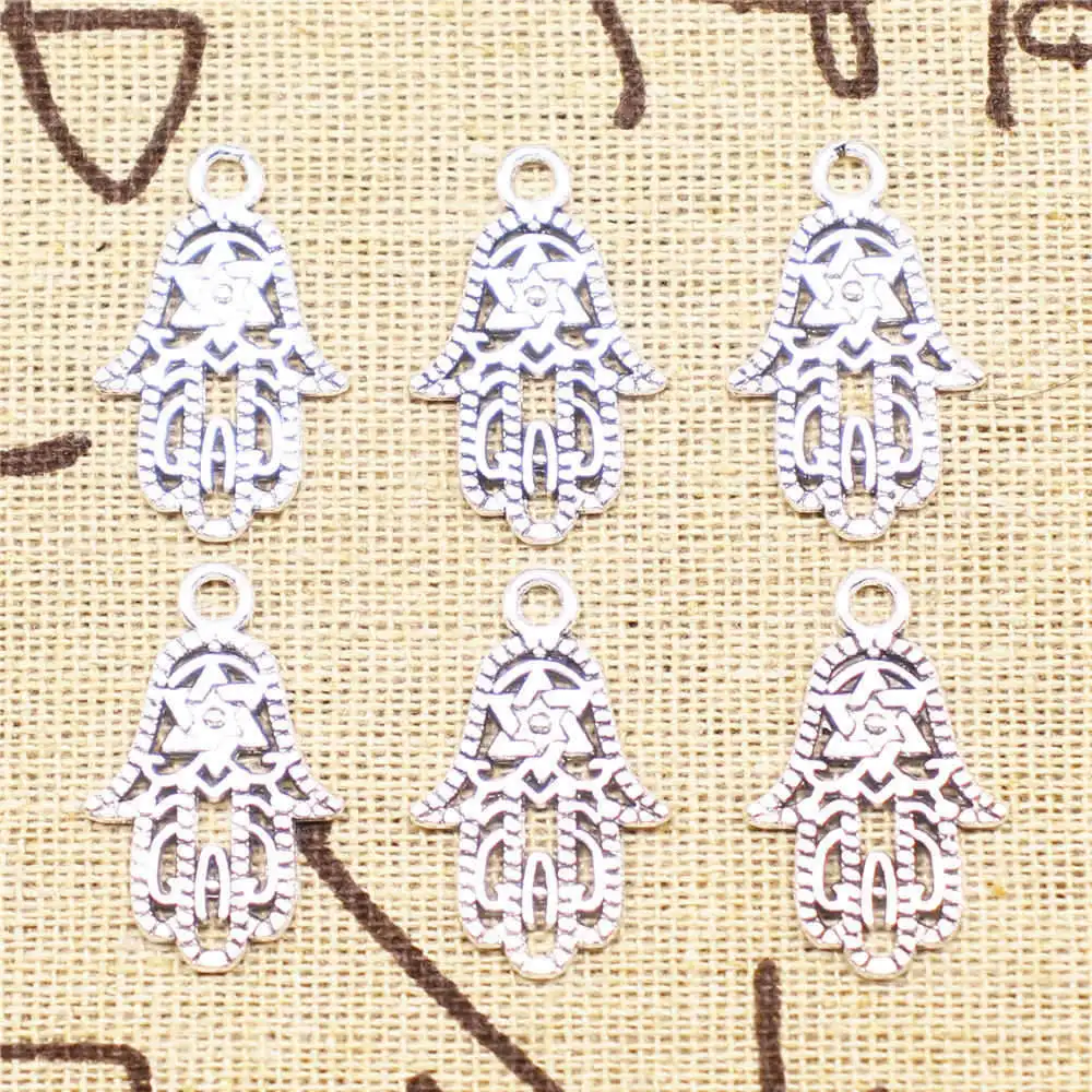 

Palm Charms Supplies For Jewelry Making Kit Antique Silver Color 20pcs 24x15mm