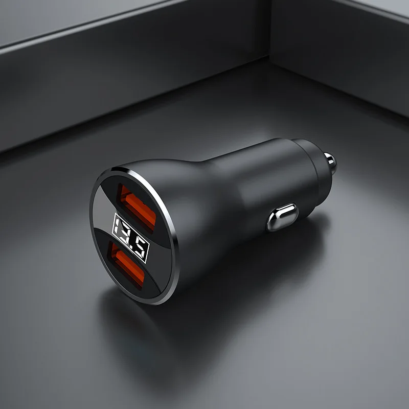 

Car universal charger compatible with dual qc4.0 fast charging, dual USB with display, car charging Suitable for iPhone