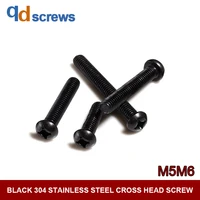 black oxide 304 m5m6 stainless steel cross head phillip round screw pan head screws with cross recess gb818 din7985 iso 7045