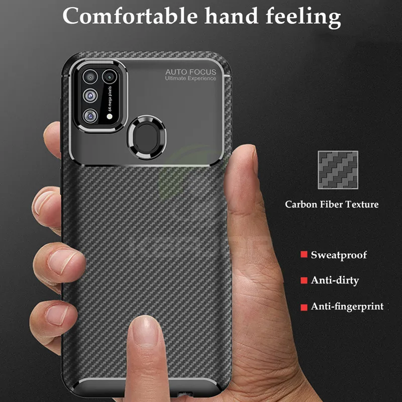 Чехол для Samsung Galaxy M31 бампер из углеродного волокна чехлы Мягкая силиконовая