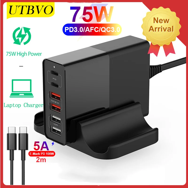 UTBVO PD 65W Dual USB Type C Charger for MacBook Air iPad iPhone 12 Pro Samsung Huawei ASUS Fast Charger for Lenovo DELL Laptop