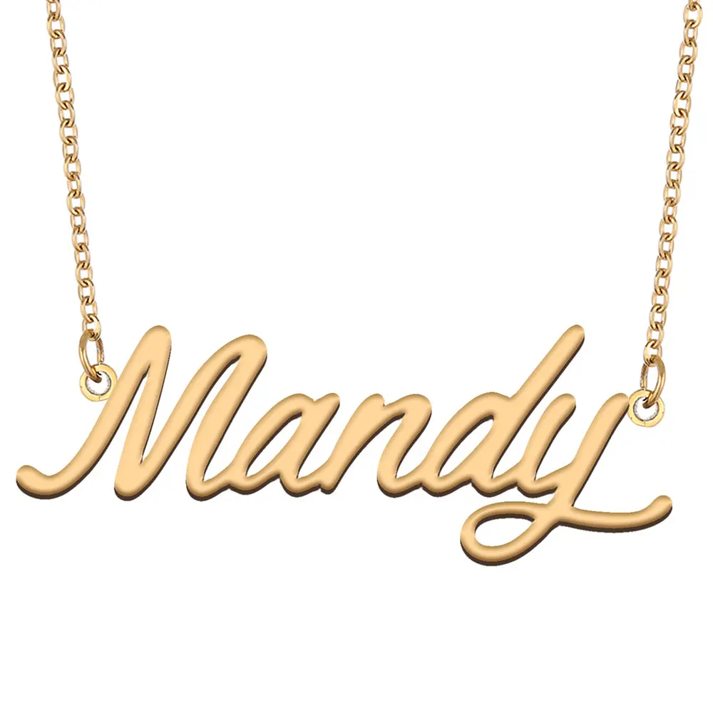 

Mandy Nameplate Necklace for Women Stainless Steel Jewelry Gold Plated Name Chain Pendant Femme Mothers Girlfriend Gift