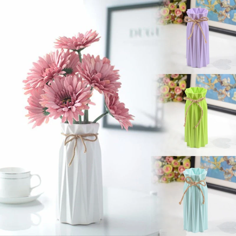 

Plastic vase creative living room decoration home simple flower arrangement PE imitation porcelain dry vase J7A7544