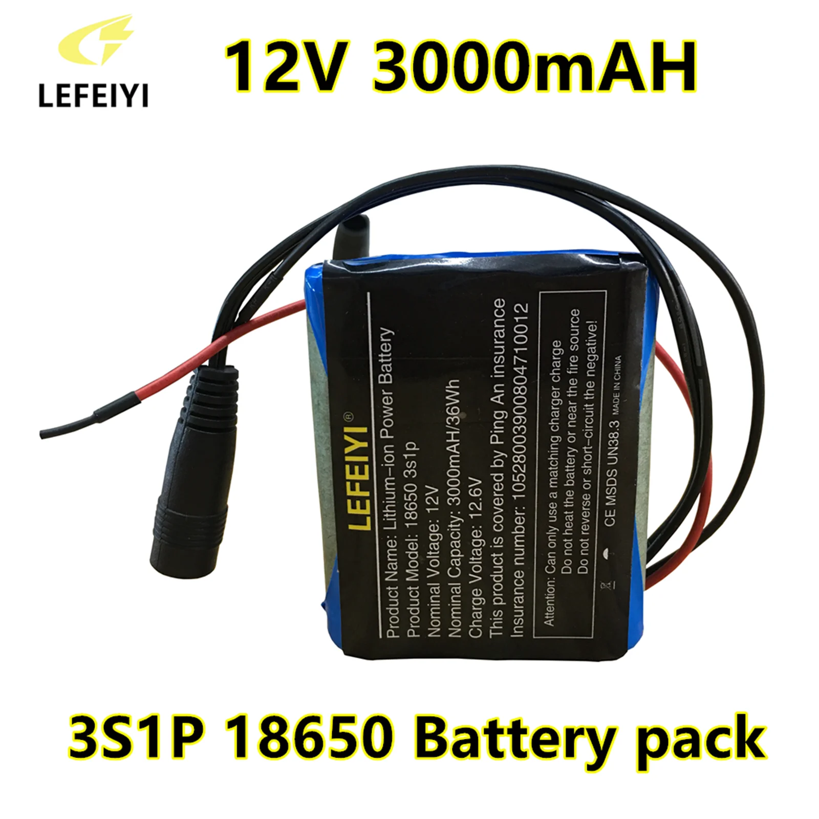 

High Quality Protection Plate Battery Pack 12V 3000mAh 18650 Lithium ion DC12.6V 3AH Super Rechargeable Battery with BMS+Charger