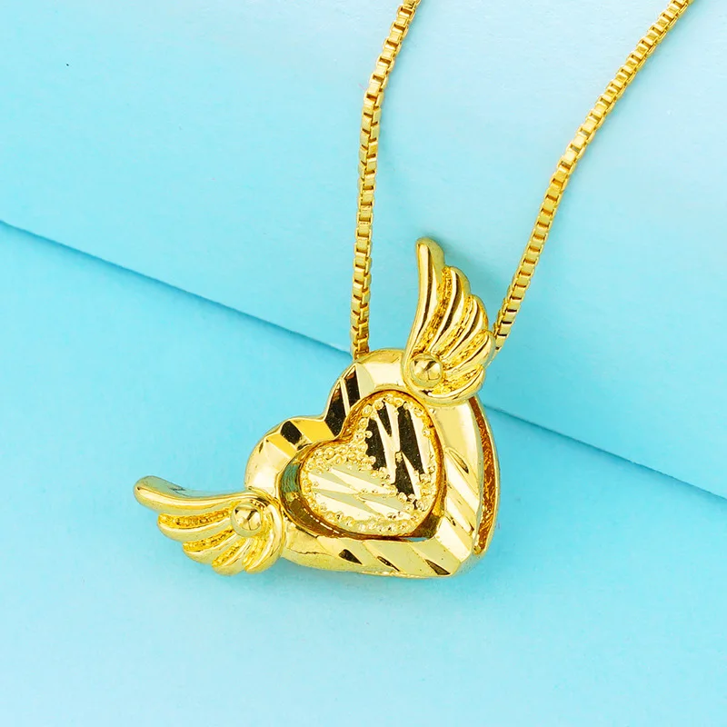 Модные ювелирные изделия крыло Ангела в форме сердца золотое ожерелье с