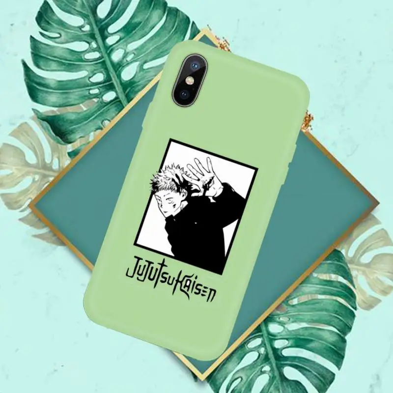 

Japanese Anime Jujutsu Kaisen Phone Case Candy Color for iPhone 6 7 8 11 12 s mini pro X XS XR MAX Plus