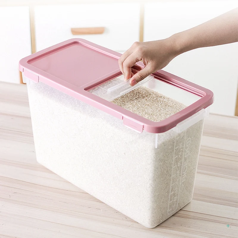 

10KG Rice Storage Box Grain Container Kitchen Organizer Large Plastic Flour Rice Boxes Dust-Proof Moisture