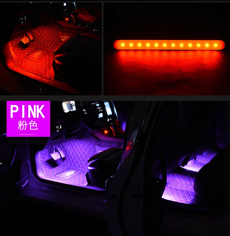 4 шт. 12 SMD дистанционное управление музыкой красочный RGB светодиодный автомобильный интерьерный напольный декоративный светильник в полоску для автомобиля