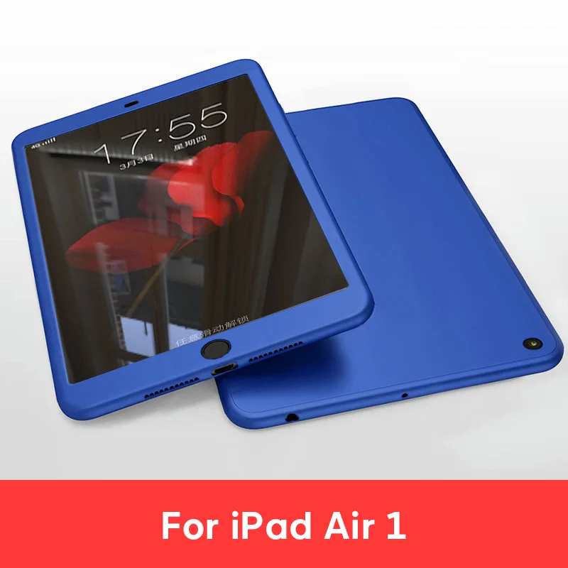 For iPad Air 1 NV Чехол для iPad Air 1 2 3 iPad mini 4 5 для iPad Pro 10,5 силиконовый 360 всего тела крышка+ Стекло для iPad 9,7 5th 6th чехол - Цвет: For iPad Air 1 NV