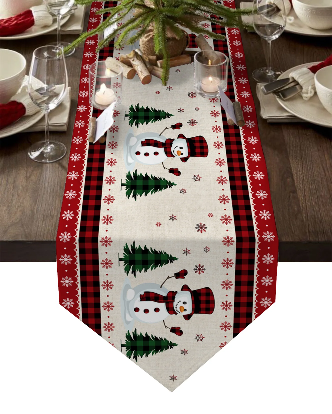 

Red Plaid Christmas Truck Snowflakes Christmas Tree Table Runner Desktop Tablecloth Decorations For Home Xmas New Year Ornaments