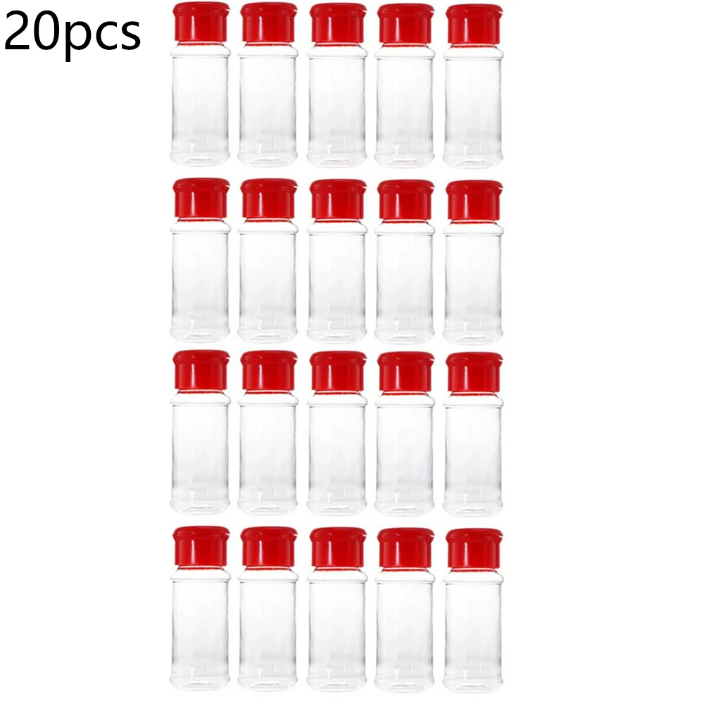 

20Pcs Spice Jars Plastic Salt Herbs Condiments Pots Bottles Containers