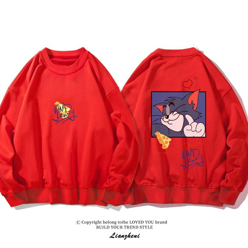 Кот Том и Джерри мышь Симпатичные Парные вещи для влюбленных Одежда Футболка с