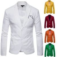 luclesam men personality pocket cotton and linen suit jacket mens casual two buttons blazer jaqueta masculina