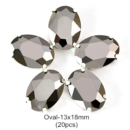 13x18mm-Silver Высокое Качество гематит пришивные стразы с когтями с плоской задней стороной Серебряный/Золотой Коготь Швейные Стразы Кристалл для DIY одежды B1241 - Цвет: 13x18mm-Silver