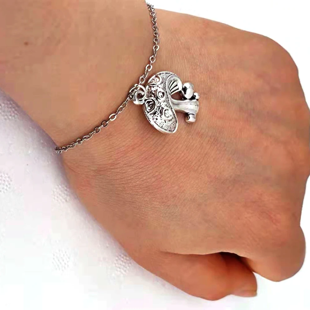 50pcs/lot 22x18mm Mushroom Charm Pendant Jewelry Making Antique Silver Color Alloy Charms for women man Accessories