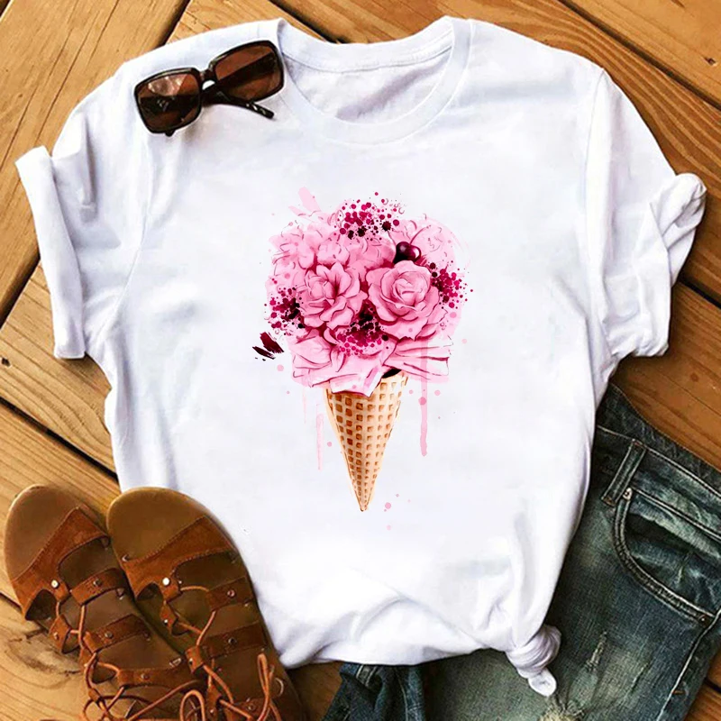 Женская футболка с коротким рукавом и принтом роз одуванчиков летние топы