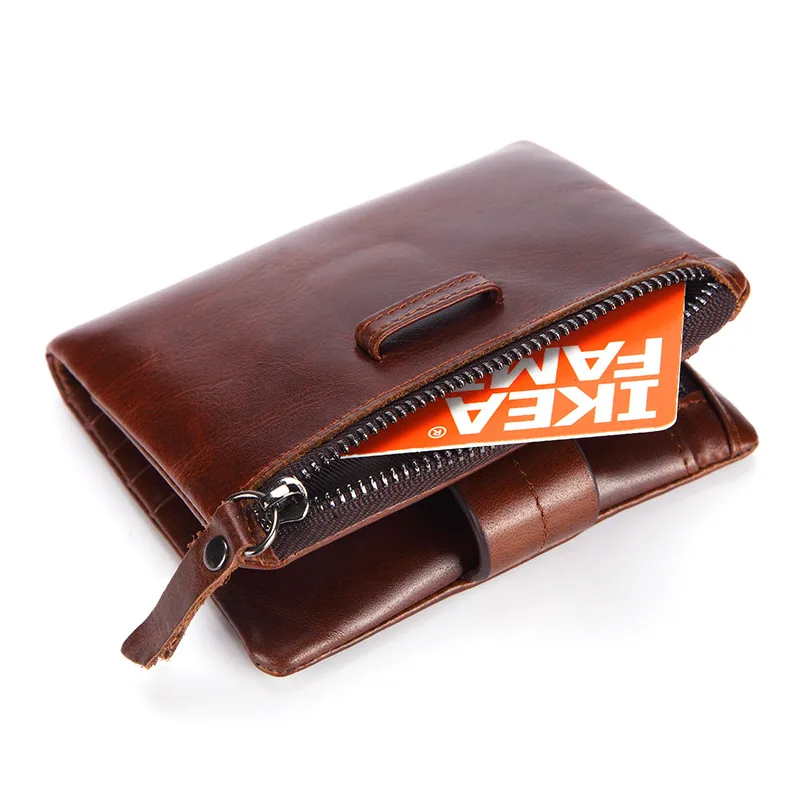 Мужской кошелек DISNOCI из натуральной кожи короткий бумажник для мелочи в стиле