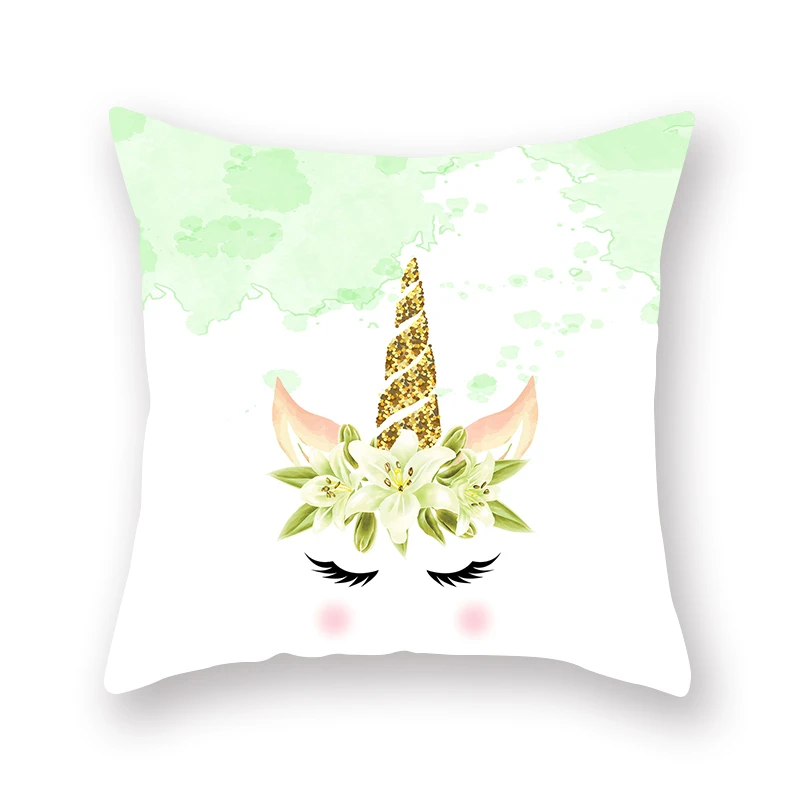 Мультфильм Единорог пледы Подушка Чехол 45x45 см домашняя Спальня Мягкий