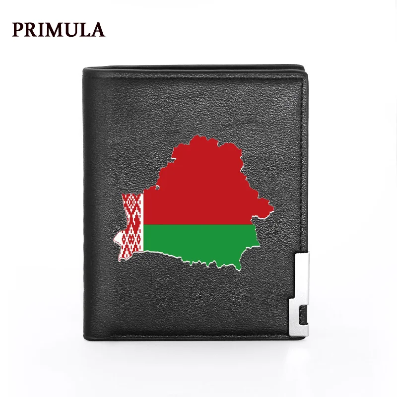 

PRIMULA Male Pu Leather Wallets Men Credit Card Holders Belarus Map Women Short Purses High Quality